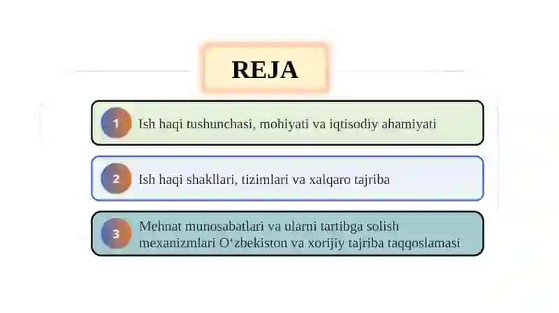 Ish haqi va mehnat munosabatlari 2