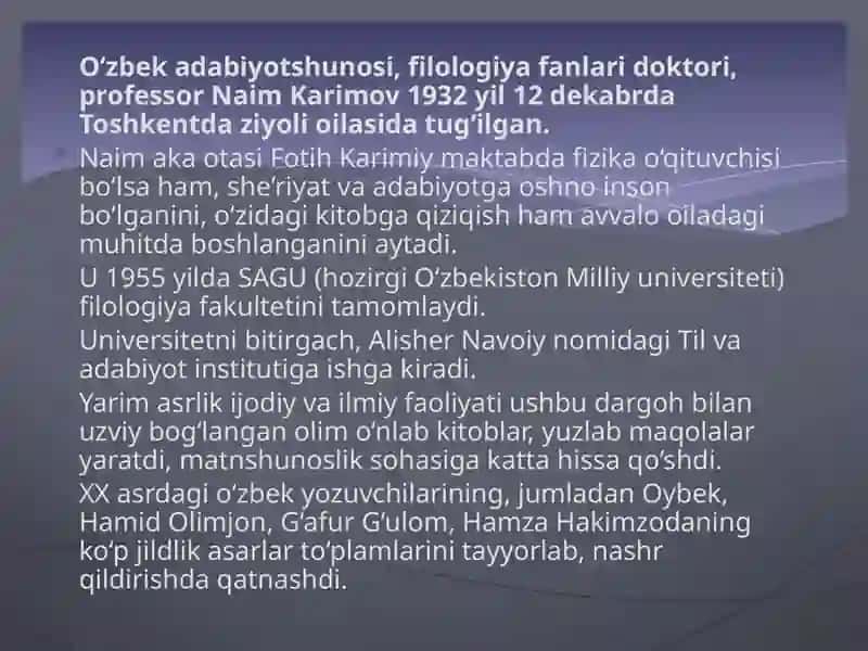Naim Karimov hayot va ijodi 2