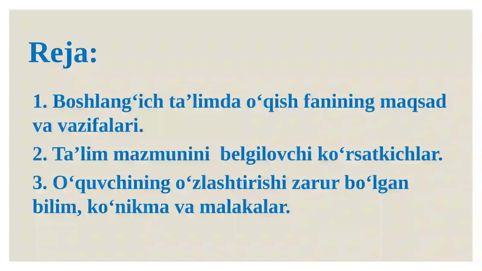 Boshlang‘ich ta’limda o‘qish fanining maqsadi va vazifalari 2
