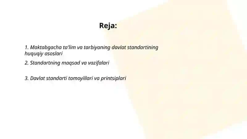 Maktabgacha ta'lim va tarbiyaning davlat standarti haqida 2