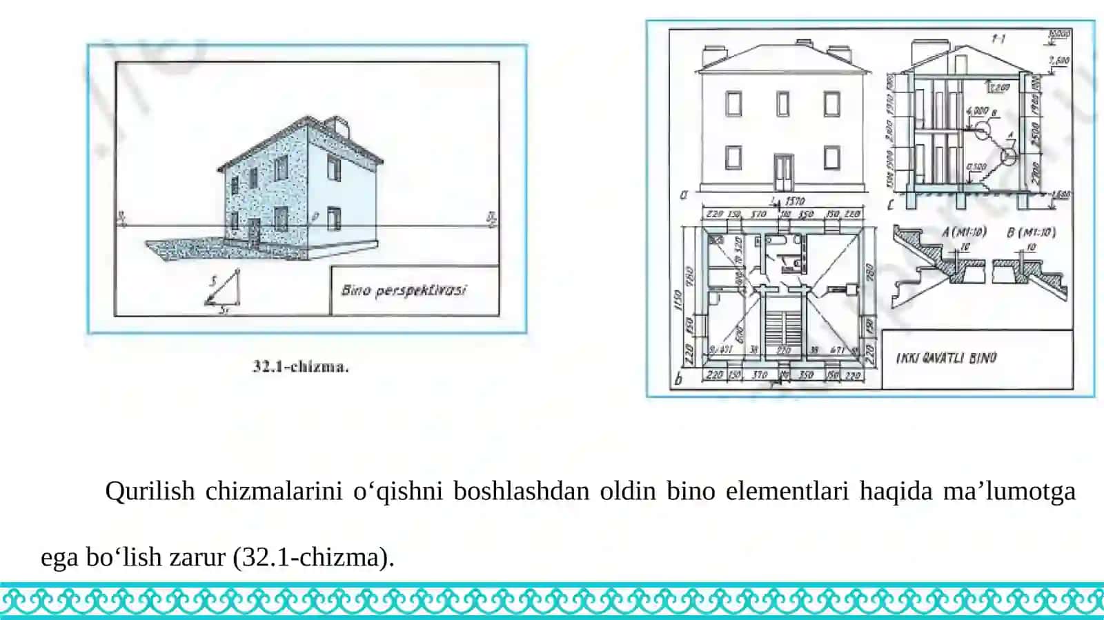 32-mavzu: Qurilish chizmalarini o‘qishni boshlashdan oldin bino elementlari haqida ma’lumotga ega bo‘lish zarur 2