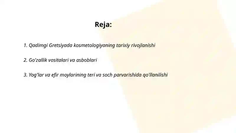 Qadimgi Gretsiyada kosmetologiyaning qo'llanishi 2
