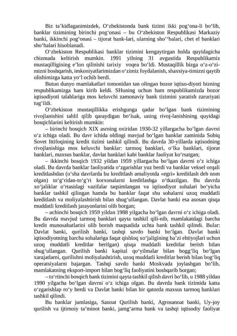 Oʻzbekiston Respublikasi bank tizimi va uning tarkibi 2