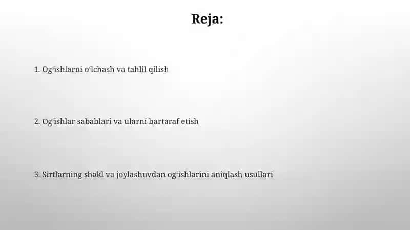 Og'ishlarni o'lchash va tahlil qilish 2