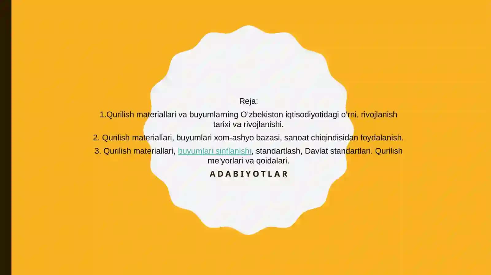 Qurilish materiallari tasniflanishi va ishlab chiqarish innovatsion texnologiyasi 2