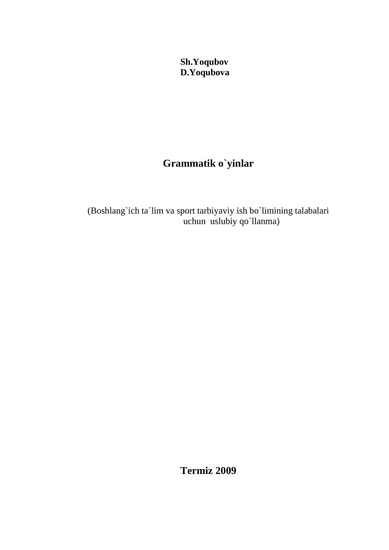 Grammatik o`yinlar 2
