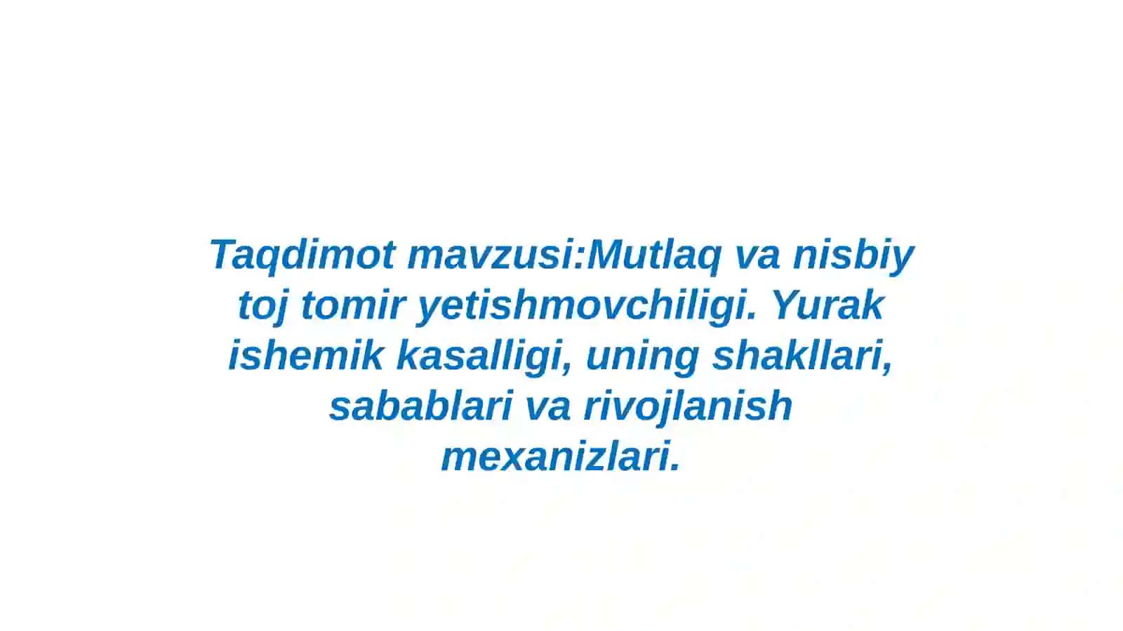 Mutlaq va nisbiy toj tomir yetishmovchiligi. Yurak ishemik kasalligi, uning shakllari, sabablari va rivojlanish mexanizlari 2