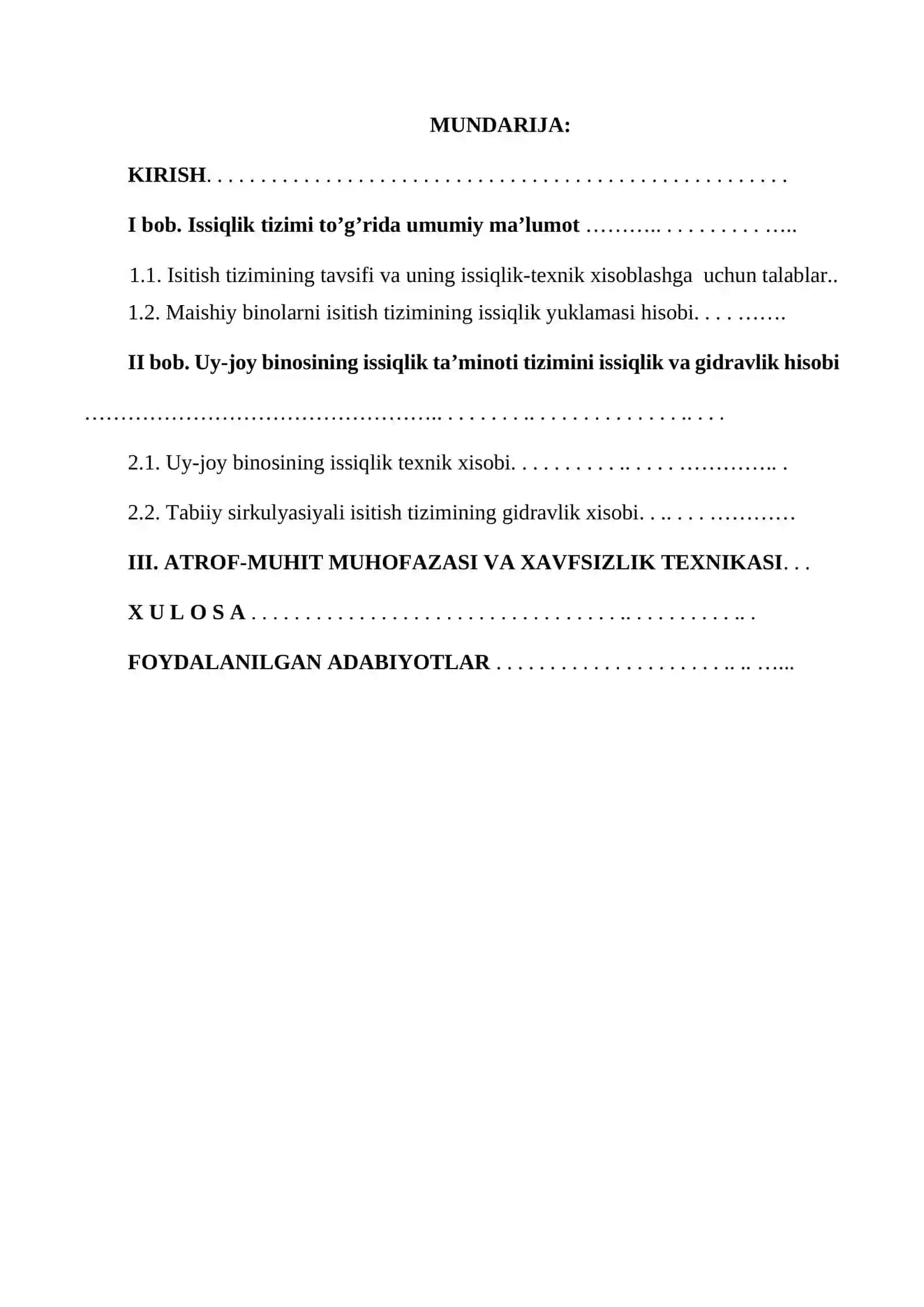 Issiqlik sarfining tashqi temperaturaga bog’liq grafigini tuzish, ijtimoiy va uy-joy binolarini isitish uchun issiqlik sarfining xisobi 2