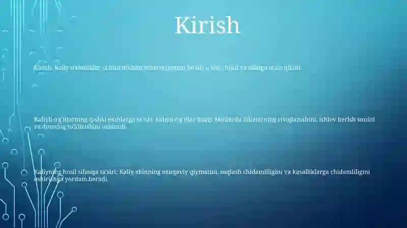Kaliyli O'G'It Qo'Llash Muddatlarining Qishloq Ekinlari Hosili Va Sifatiga Ta'Siri 2