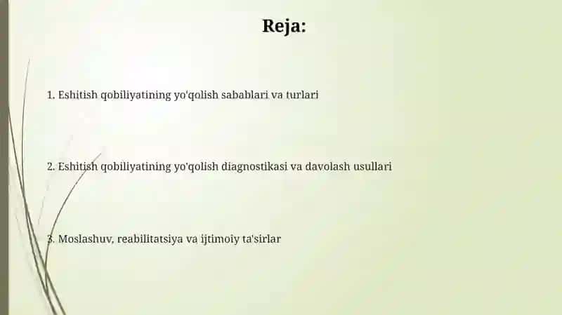 Eshitish nuqsonlarining kelib chiqishi sabablari turlari 2