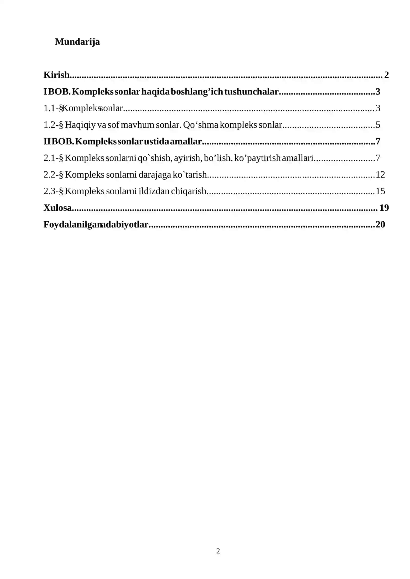KOMPLEKS SONLAR VA ULAR USTIDA AMALLAR 2