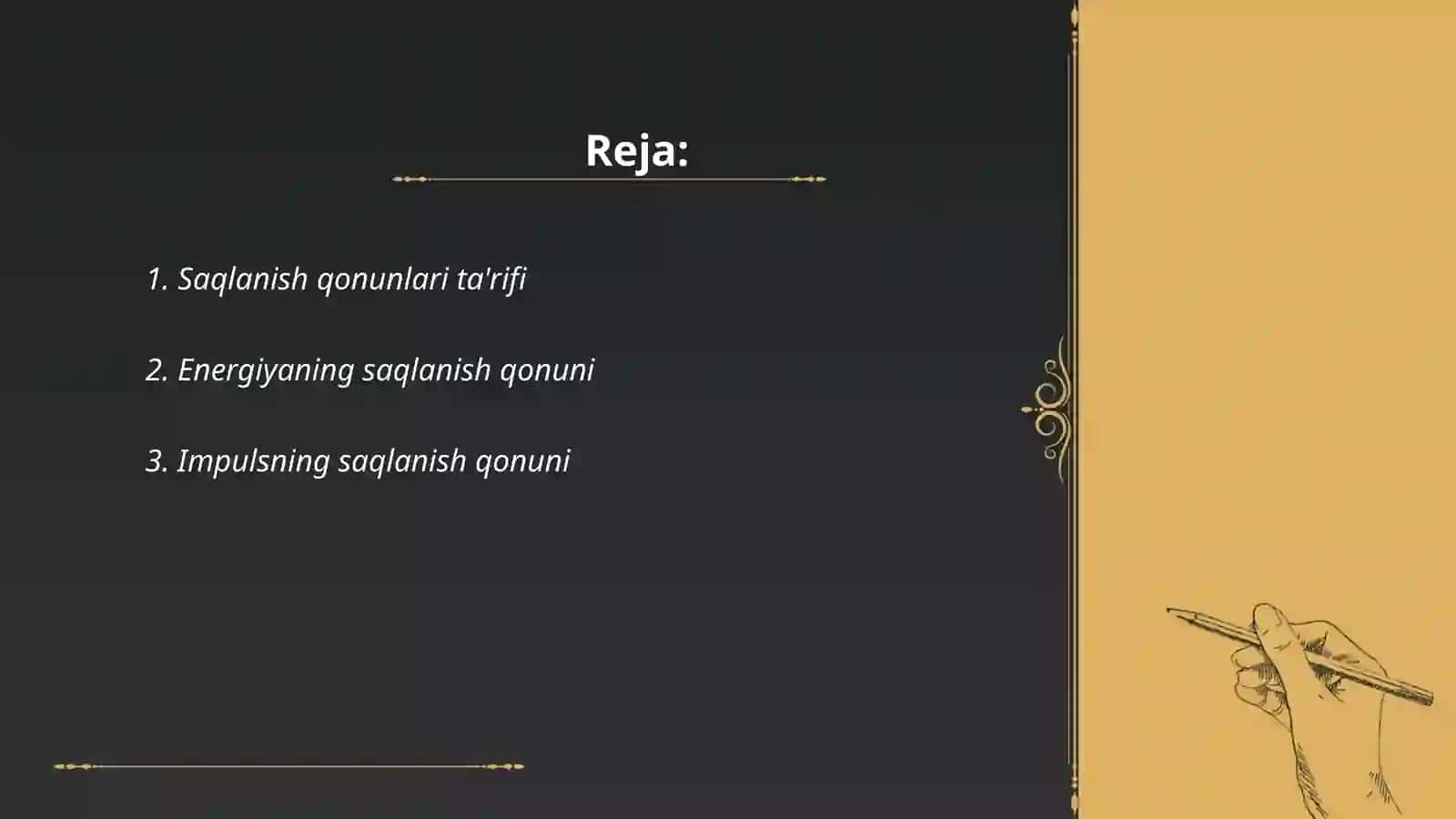 Saqlanish qonunlaring qoʻllanilishi 2