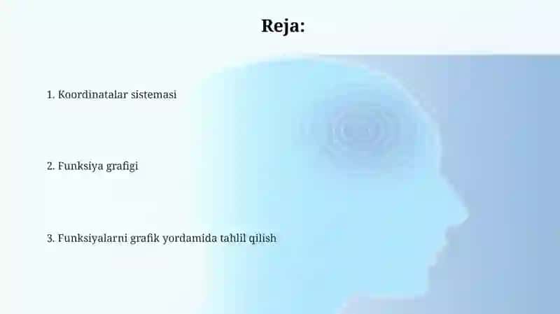 Koordinatalar sistemasi. Funksiyaning grafigi. 2
