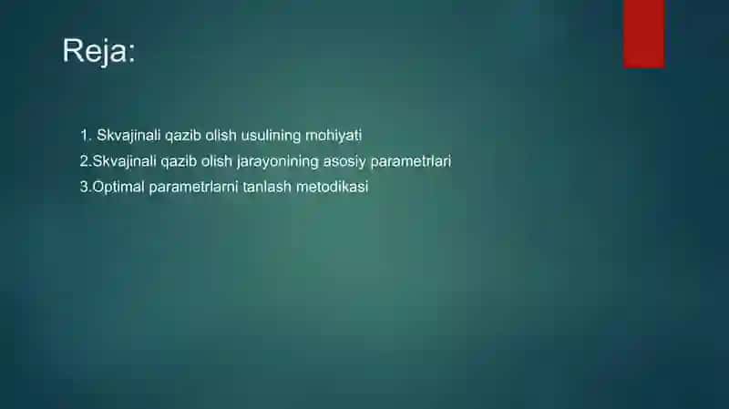 Foydali qazilmalarni skvajinali qazib olish usulining optimal parametrlarini tanlash 2