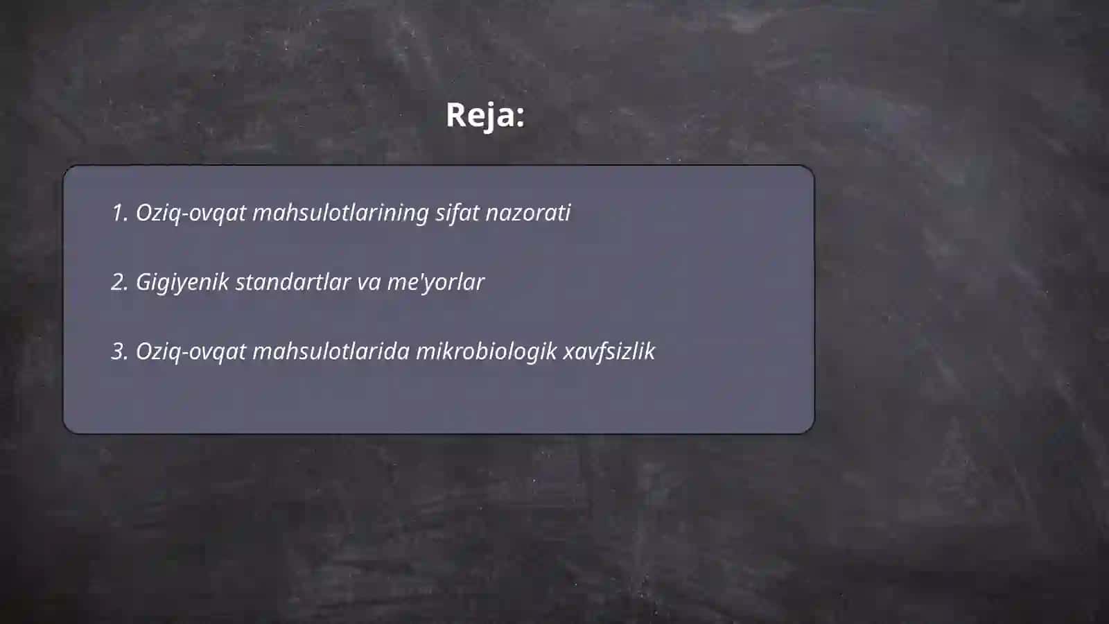 Oziq mahsulotlari sinfini gigiyenik baholash 2
