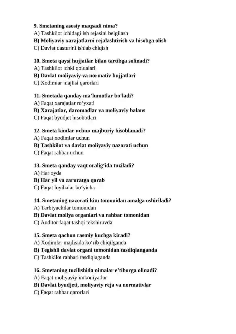 Smeta-davlat moliyaviy hujjat sifatida 2