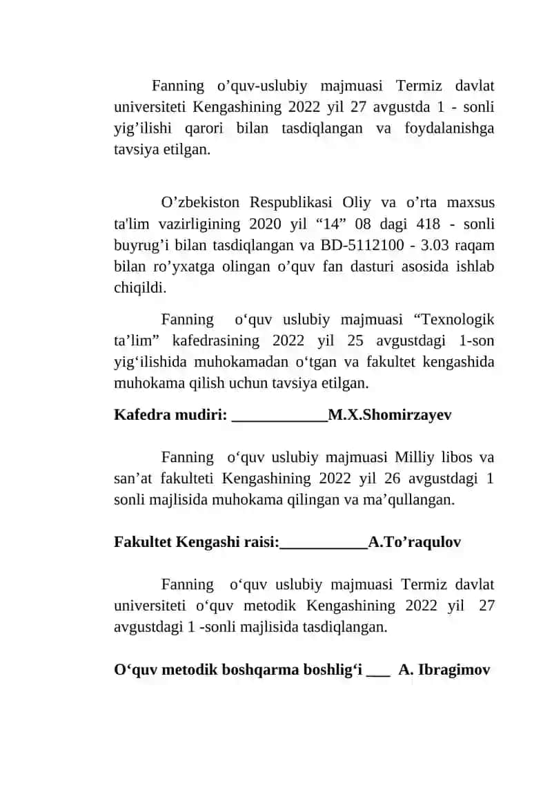 Fanning o‘quv uslubiy majmuasi 2