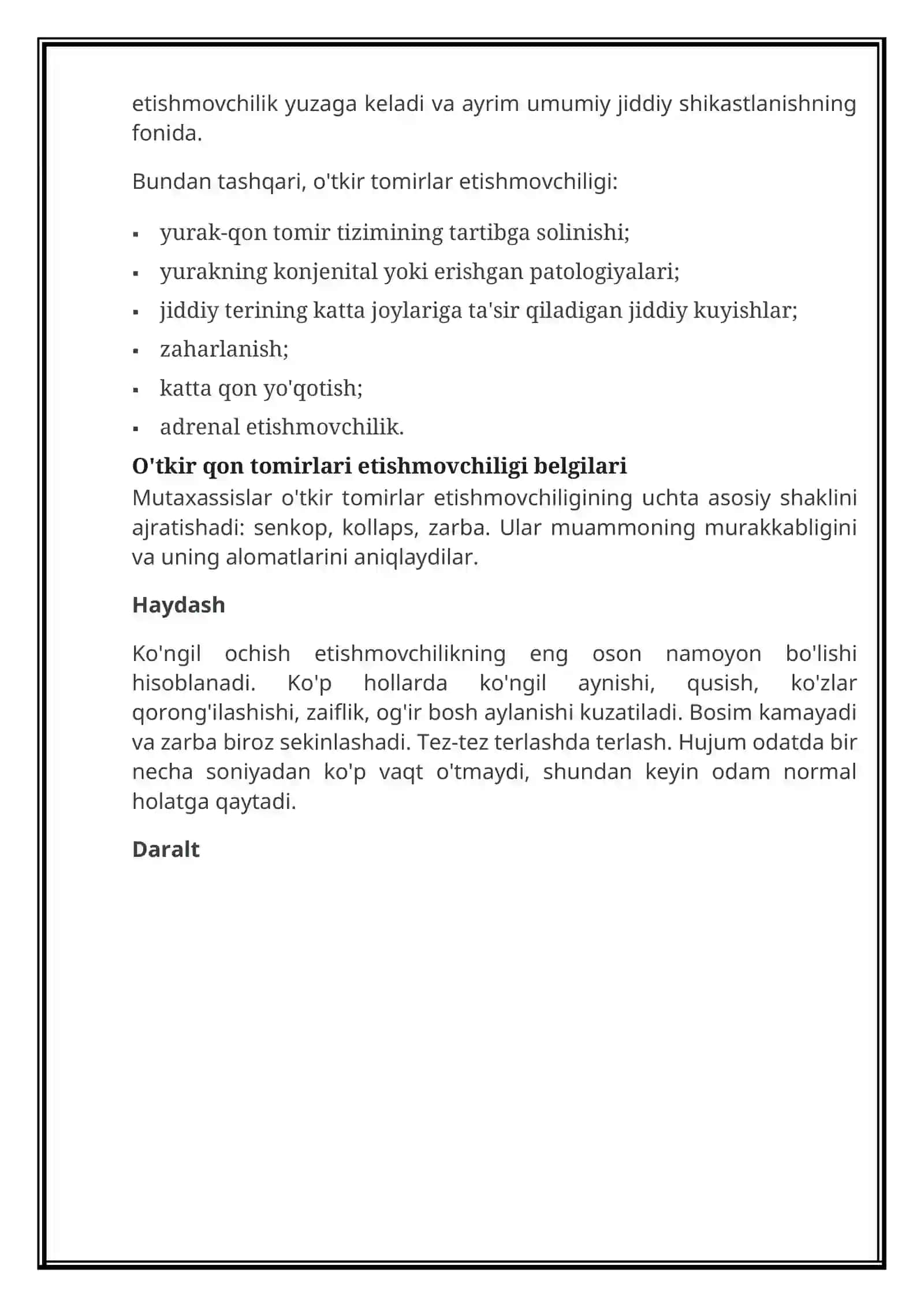 O'tkir qon tomirlari etishmovchiligi 2