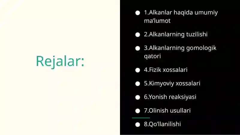 Alkanlar haqida umumiy ma’lumotlar 2
