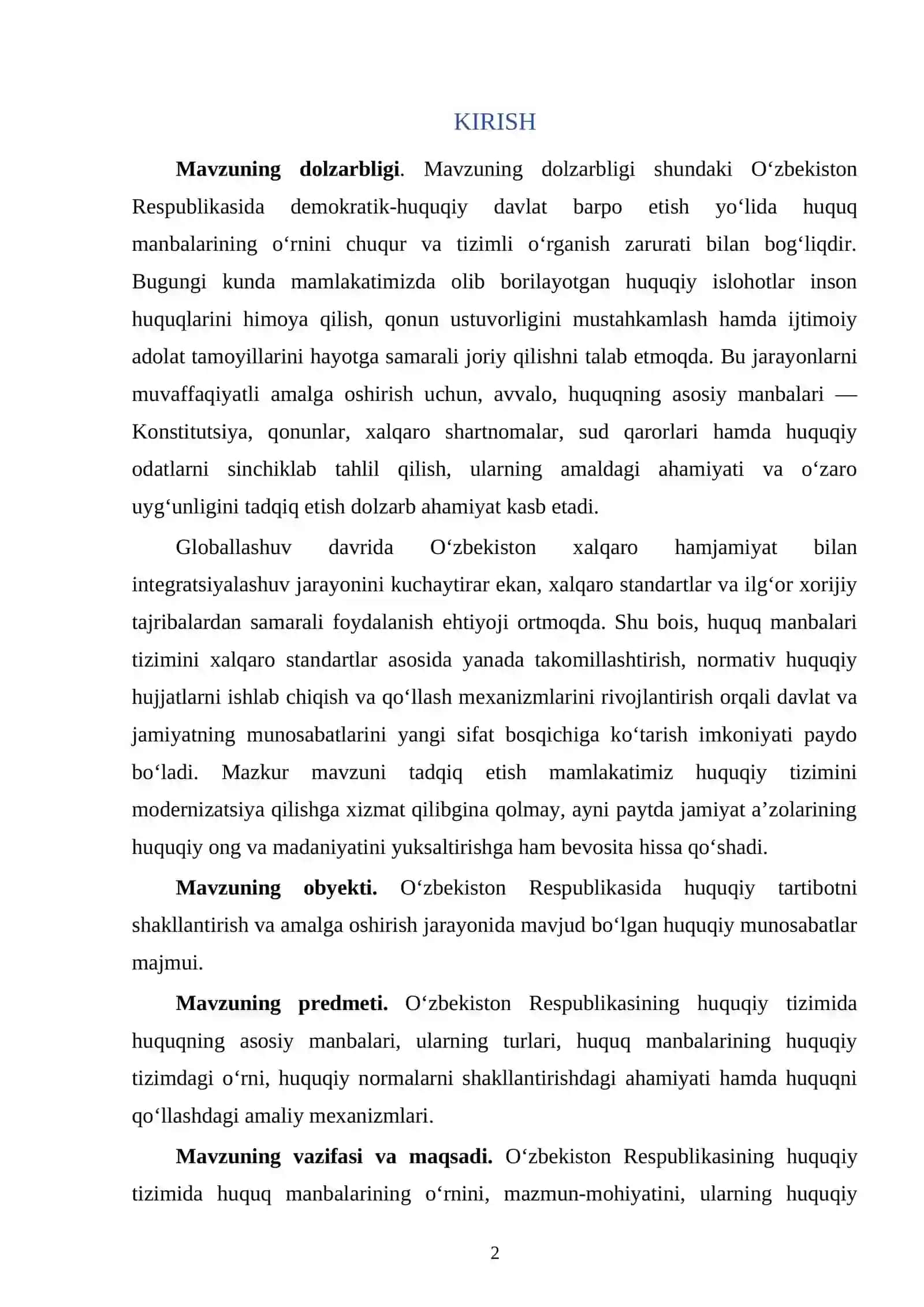 O’zbekiston respublikasida huquqning asosiy manbalari 2