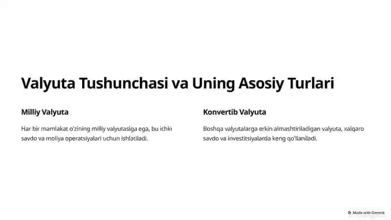Valyutalarning Dunyo Iqtisodiyotidagi O'rni 2