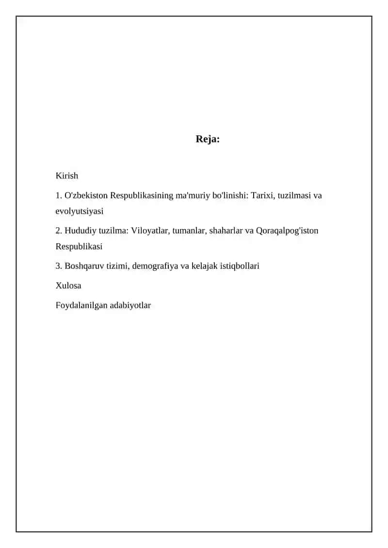 O’zbekiston Respublikasi ma’muriy hududiy bo’linishi 2