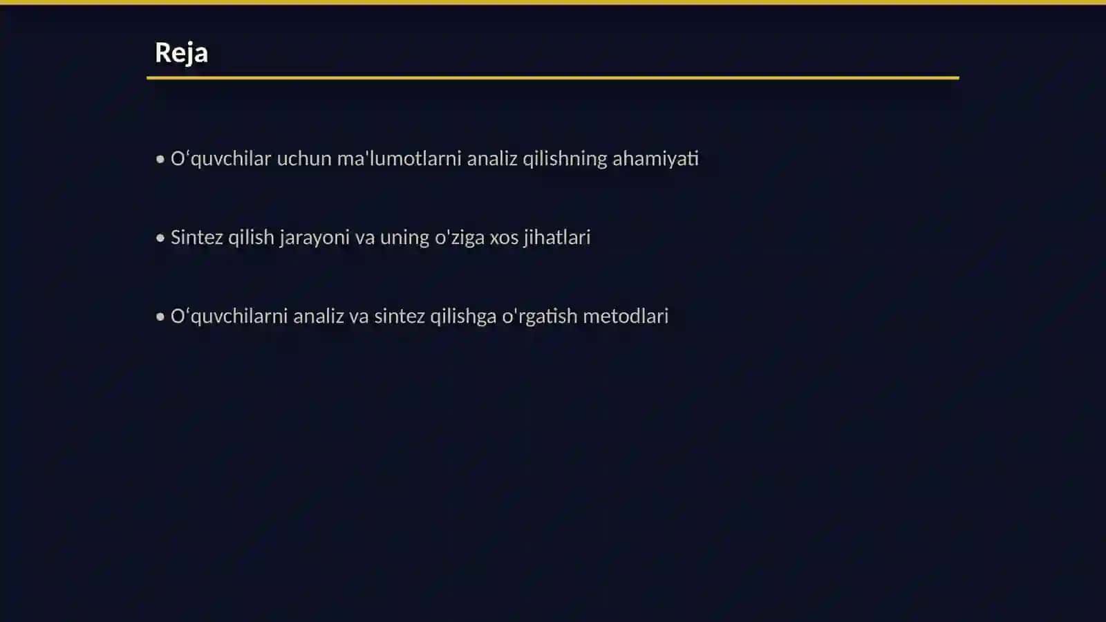 Oʻquvchilar olingan maʼlumotlarni analiz va sintezlash faoliyati 2