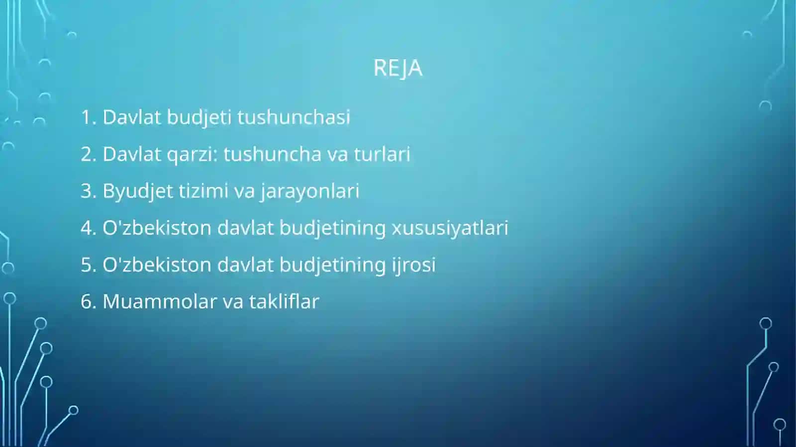 Davlat budjeti va davlat qarzi. O'zbekiston davlat budjetining ijrosi 2