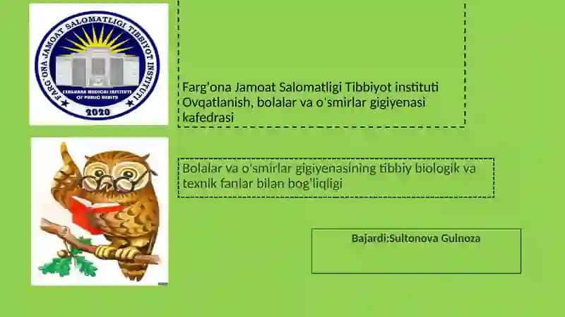 Bolalar va o'smirlar gigiyenasining tibbiy-biologik va texnik fanlar bilan bog'liqligi 2