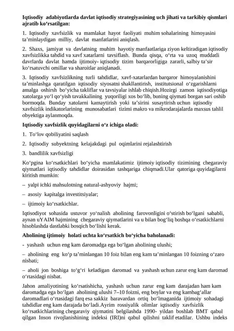 Iqtisodiyotni davlat tomonidan tartibga solish va iqtisodiy xavfsizlik 2