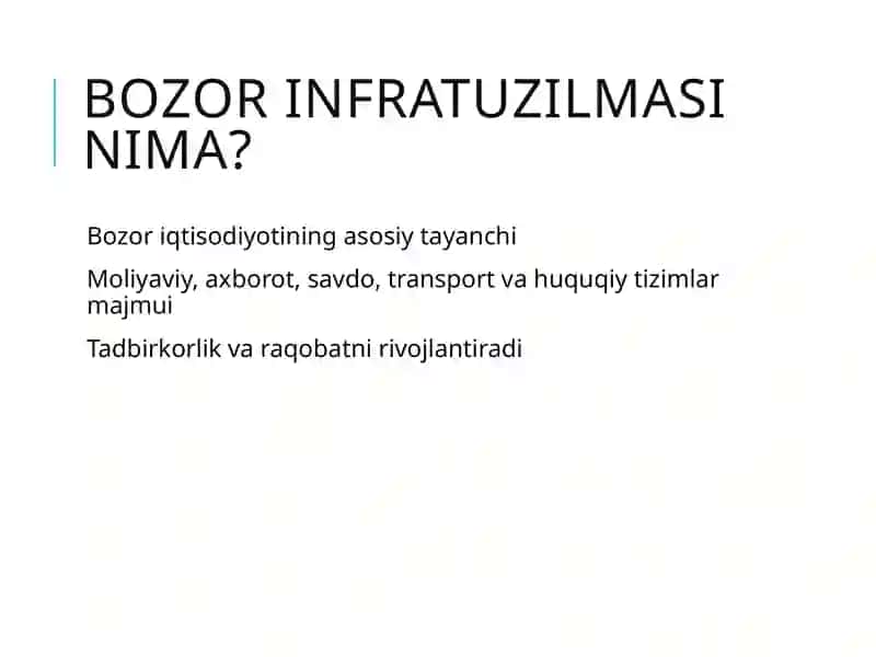 Bozor infratuzilmasining shakllanishi va qishloq xo‘jaligidagi islohotlar 2