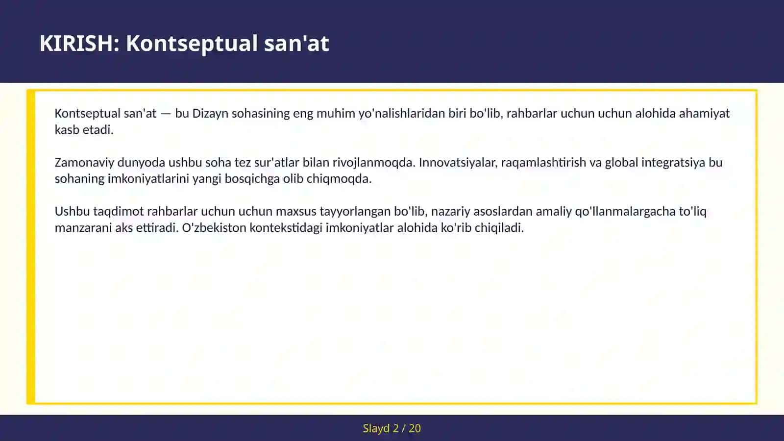 Kontseptual San'at Installatsiya - Rahbarlar uchun 2030 kelajak yili 2