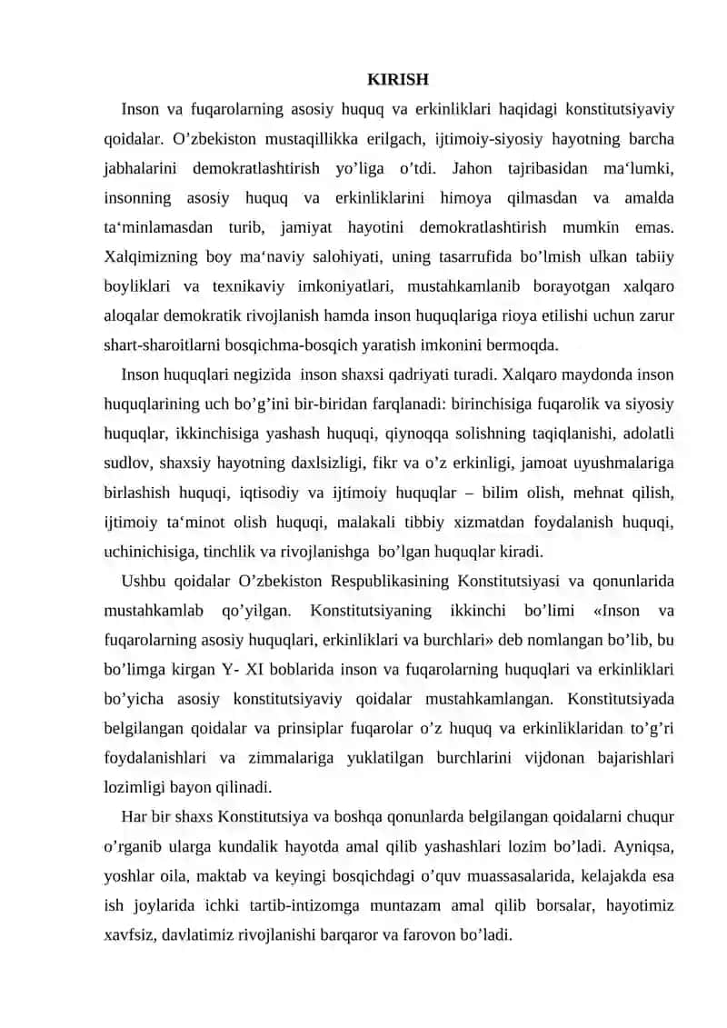 Inson va fuqarolarning asosiy huquq va erkinliklari 2