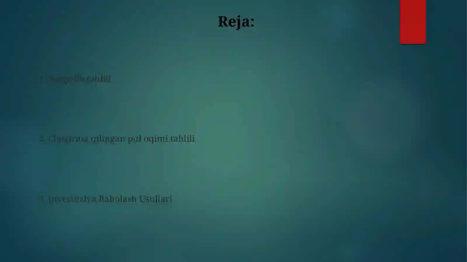 Investitsiyalarning iqtisodiy samaradorligini baholash 2