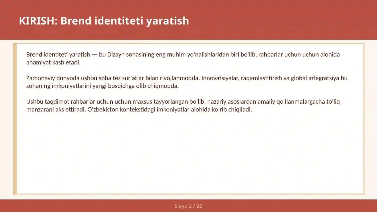 Brend identiteti yaratish 2