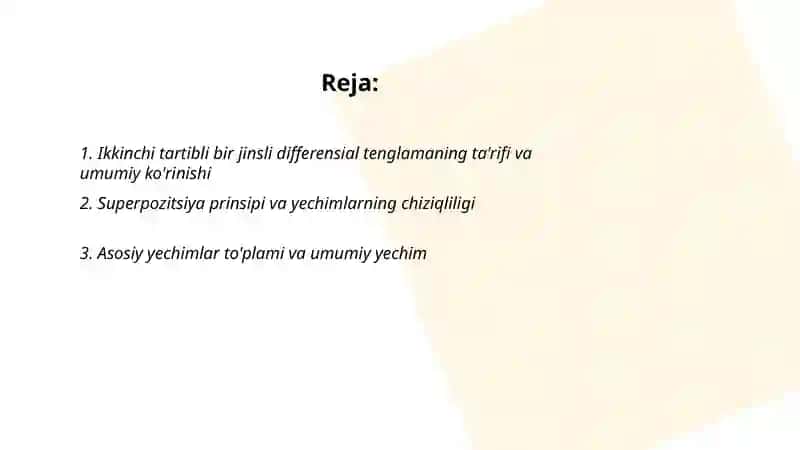 Ikkinchi tartibli bir jinsli differentsial tenglama 2