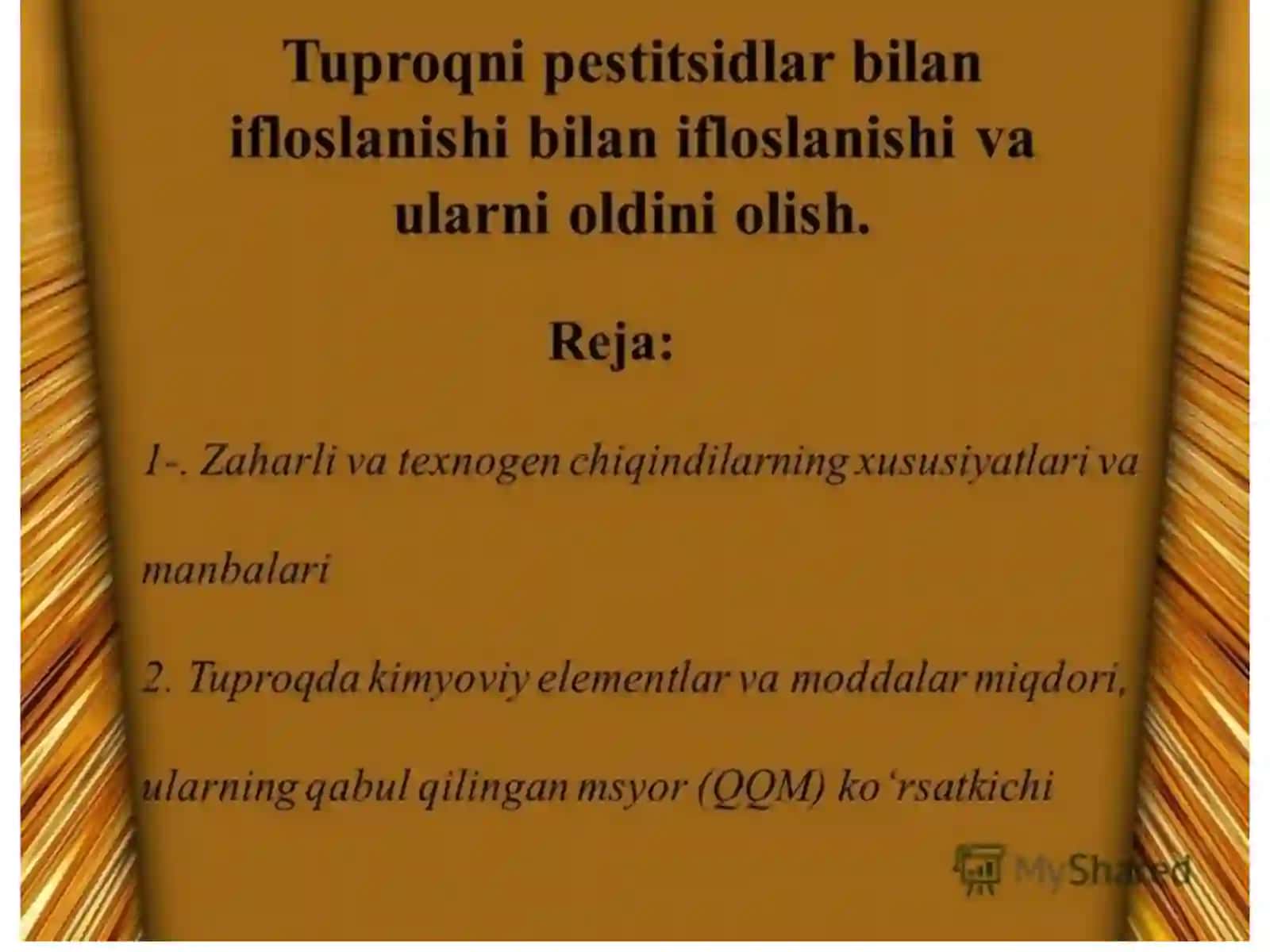 Tuproqlarning petsiditlar bilan ifloslanishi 2