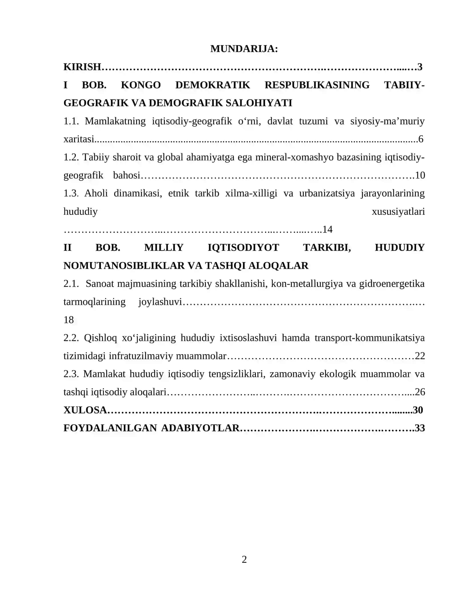 KONGO DEMOKRATIK RESPUBLIKASI IQTISODIY-IJTIMOIY GEOGRAFIYASI 2