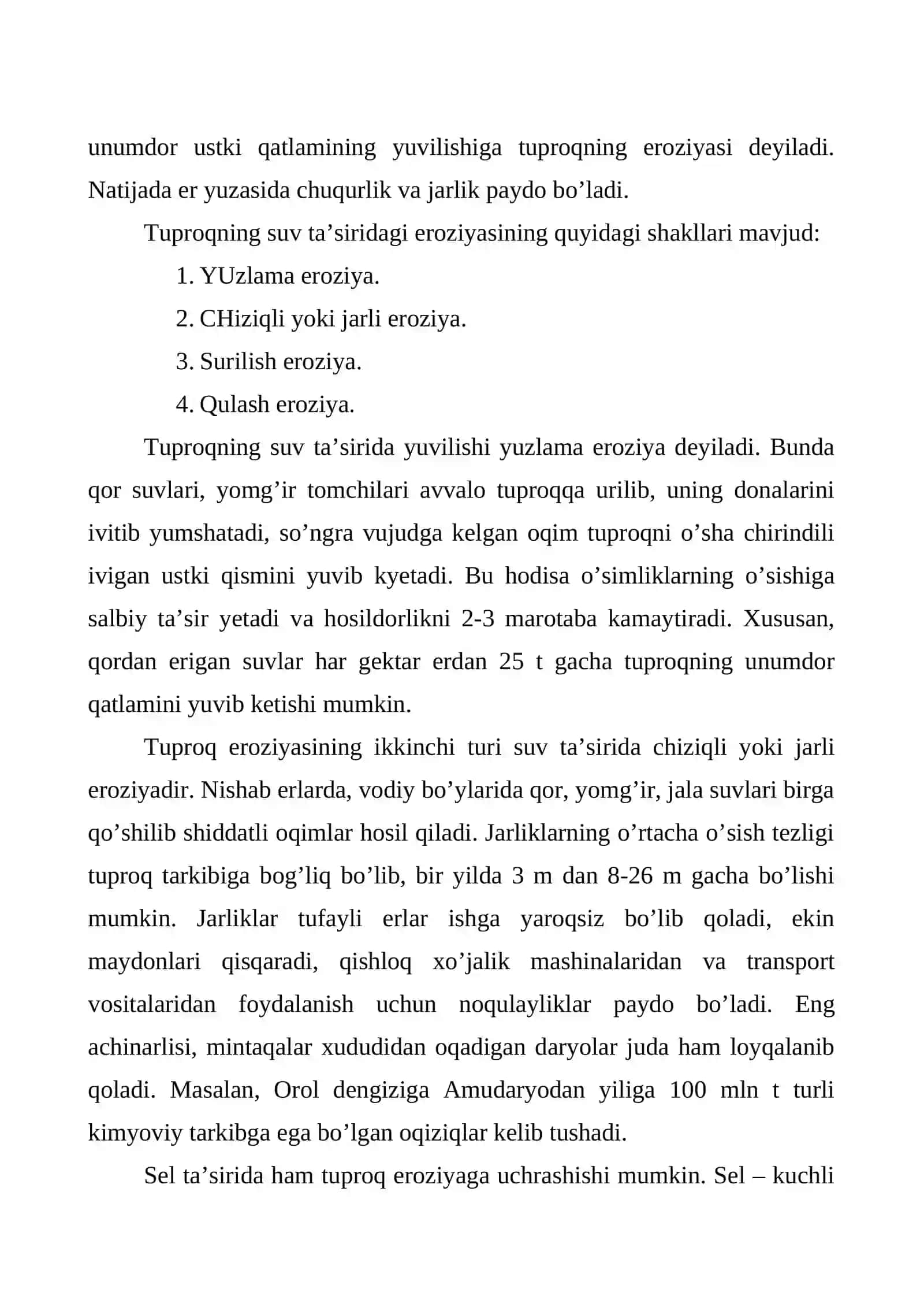 YER RESURSLARINI EROZIYA VA DEFLYASIYADAN MUHOFAZA QILISH CHORA-TADBIRLARI 2