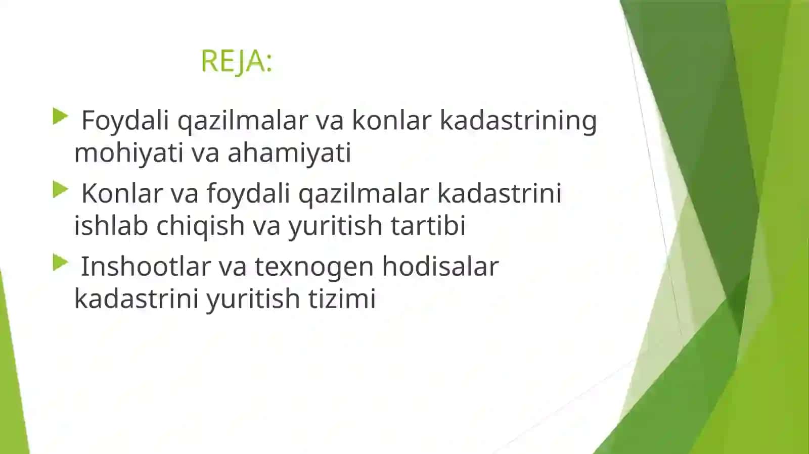 Konlar foydali qazilmalar inshootlari va texnogen xodisalari davlat kadastrini yuritish tartibi 2