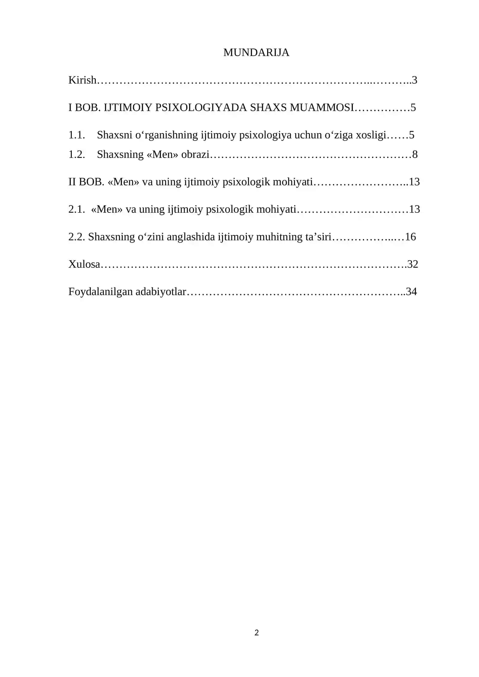 IJTIMOIY PSIXOLOGIYADA SHAXS MUAMMOSI VA MEN  KURS ISHI 2