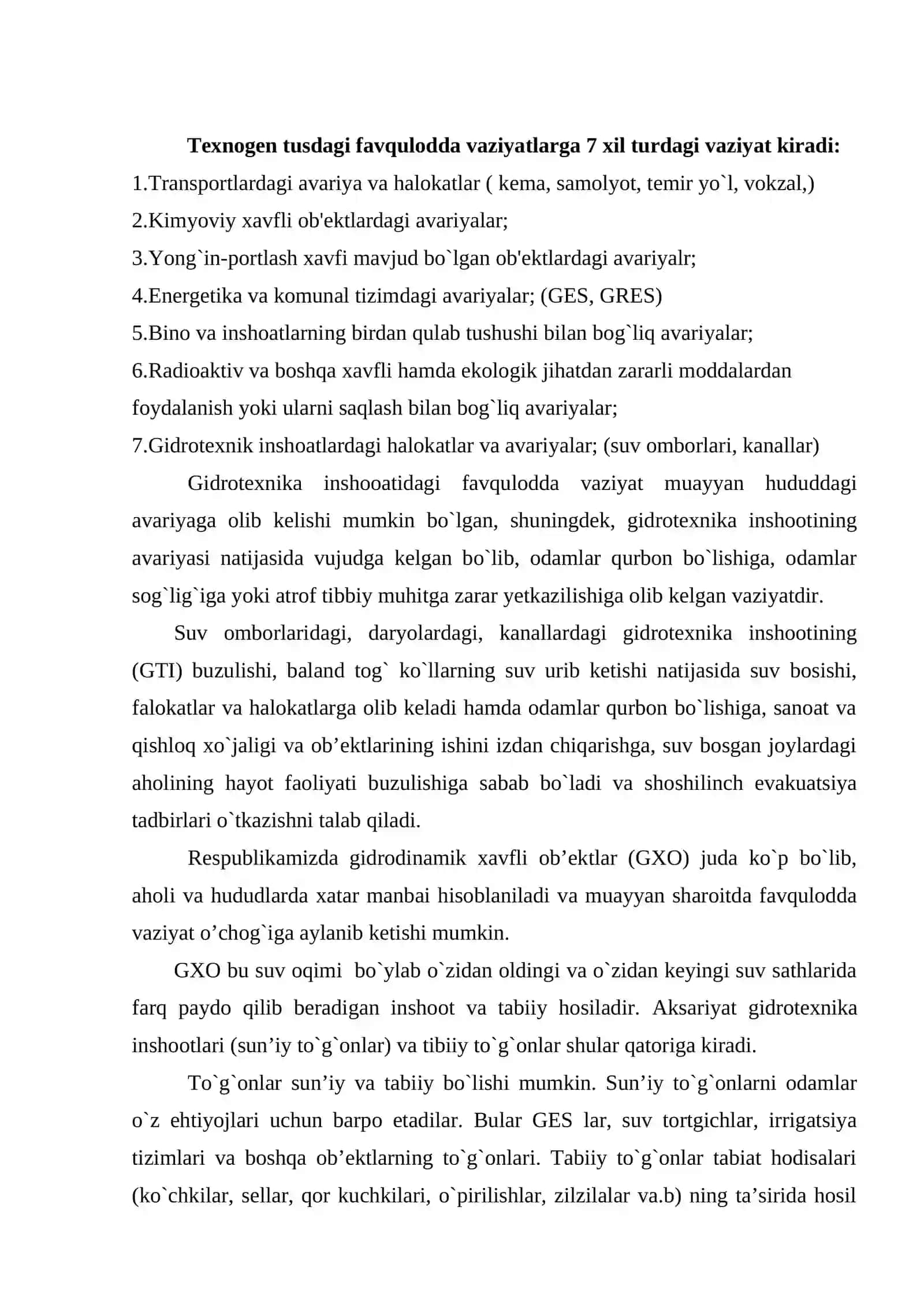 Gidrotexnika inshootdagi favqulotda vaziyatlar 2