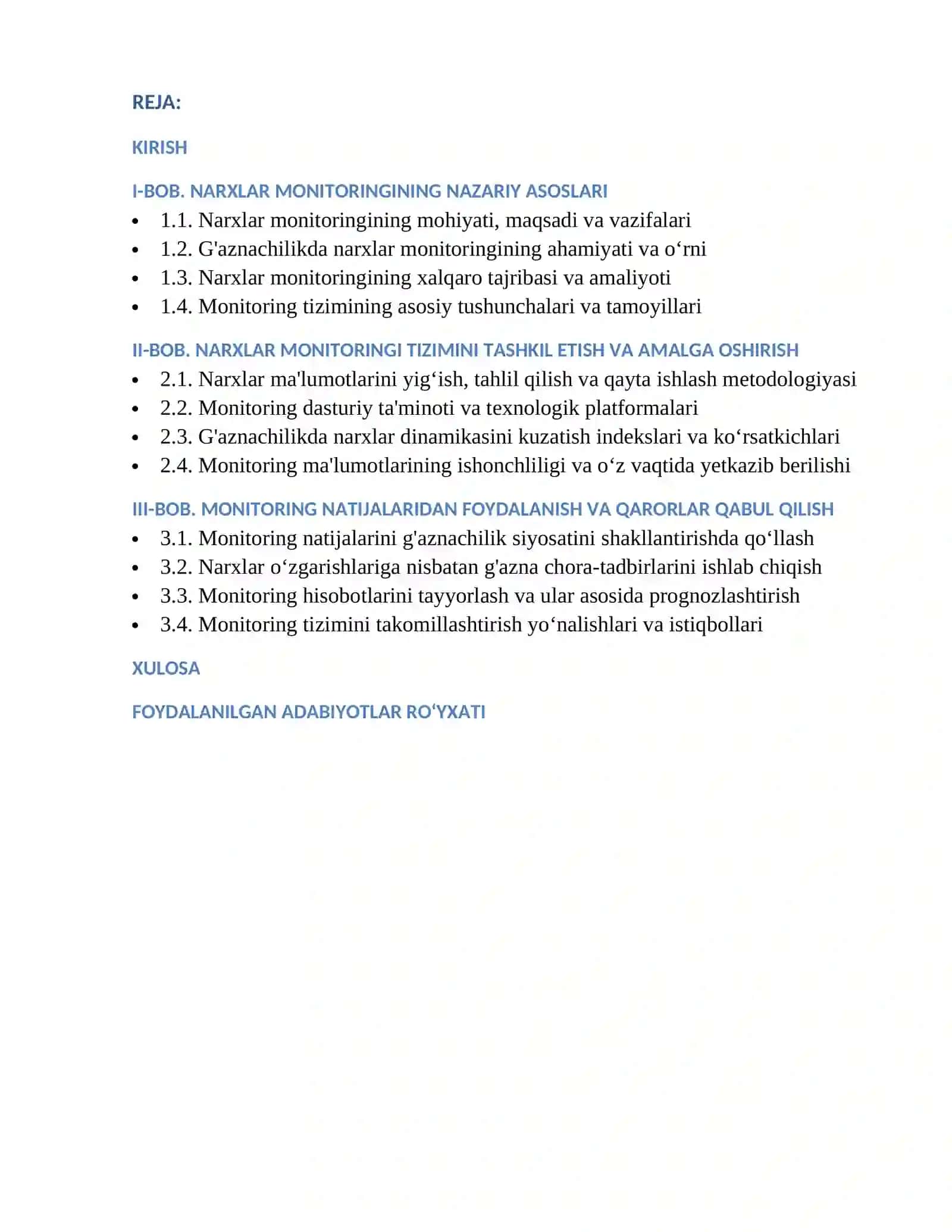 G'aznachilikda narxlar monitoringi 2