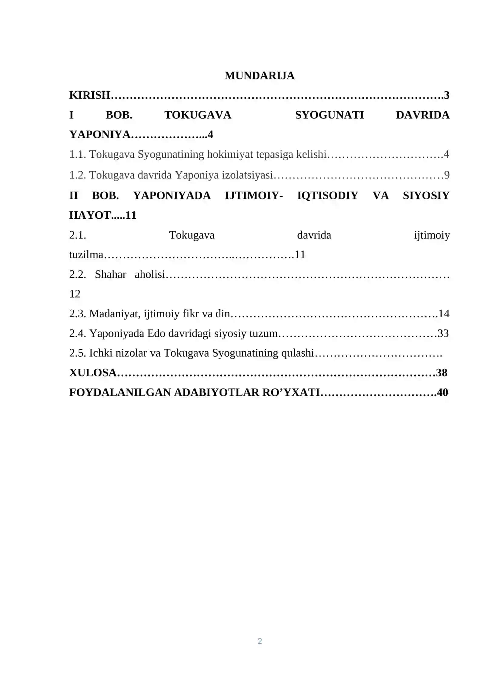 Syogunut davrida Yaponiyaning ijtimoiy-iqtisodiy va siyosiy rivojlanishi 2