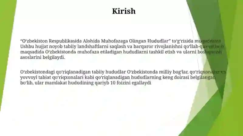 Oʻzbekiston Respublikasida Alohida Muhofazaga Olingan Hududlar 2