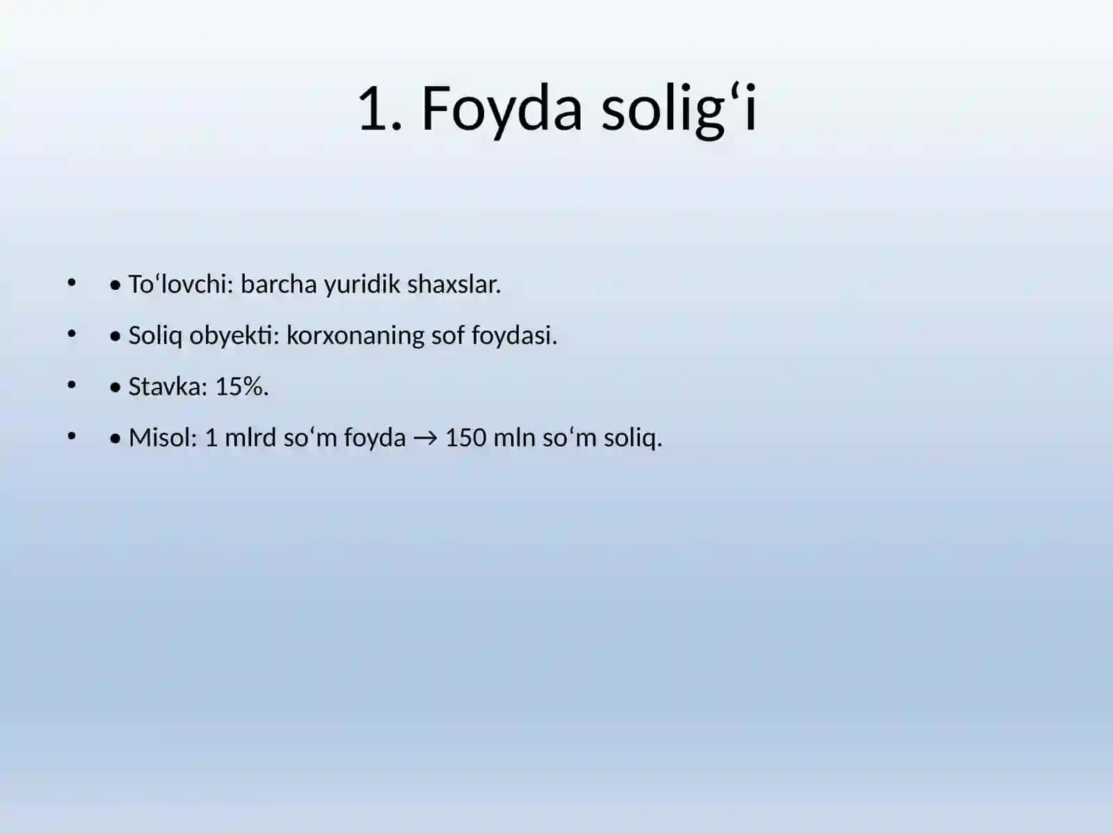 Yuridik shaxslardan olinadigan soliqlar 2