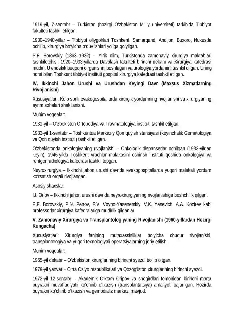 Zamonaviy Xirurgiya Rivojlanish Tarixi 2