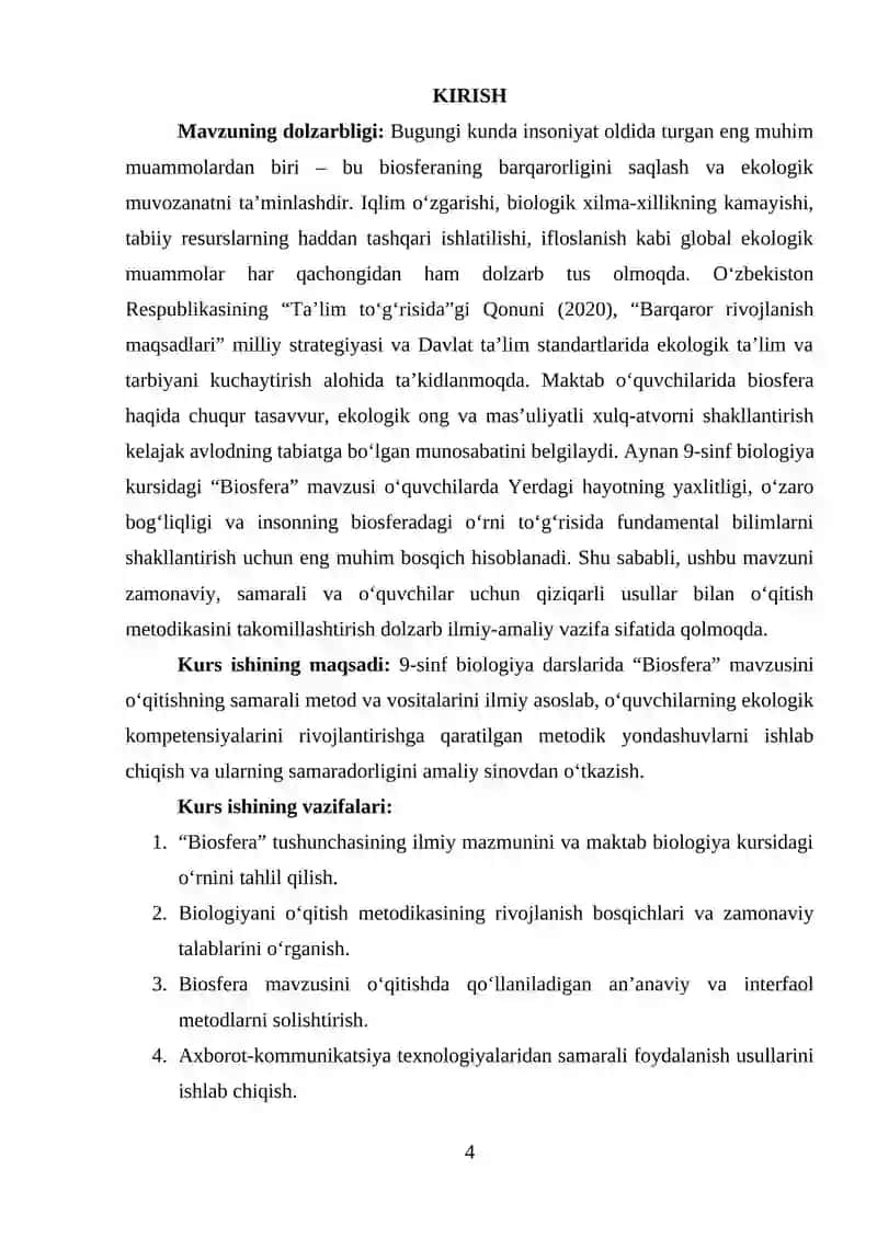 Biosfera mavzusini o‘qitish metodikasi 2