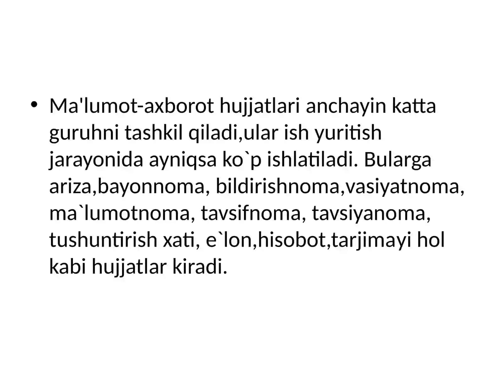 Ma'lumot-axborot hujjatlari: ariza, tushuntirish xati, bildirishnoma 2