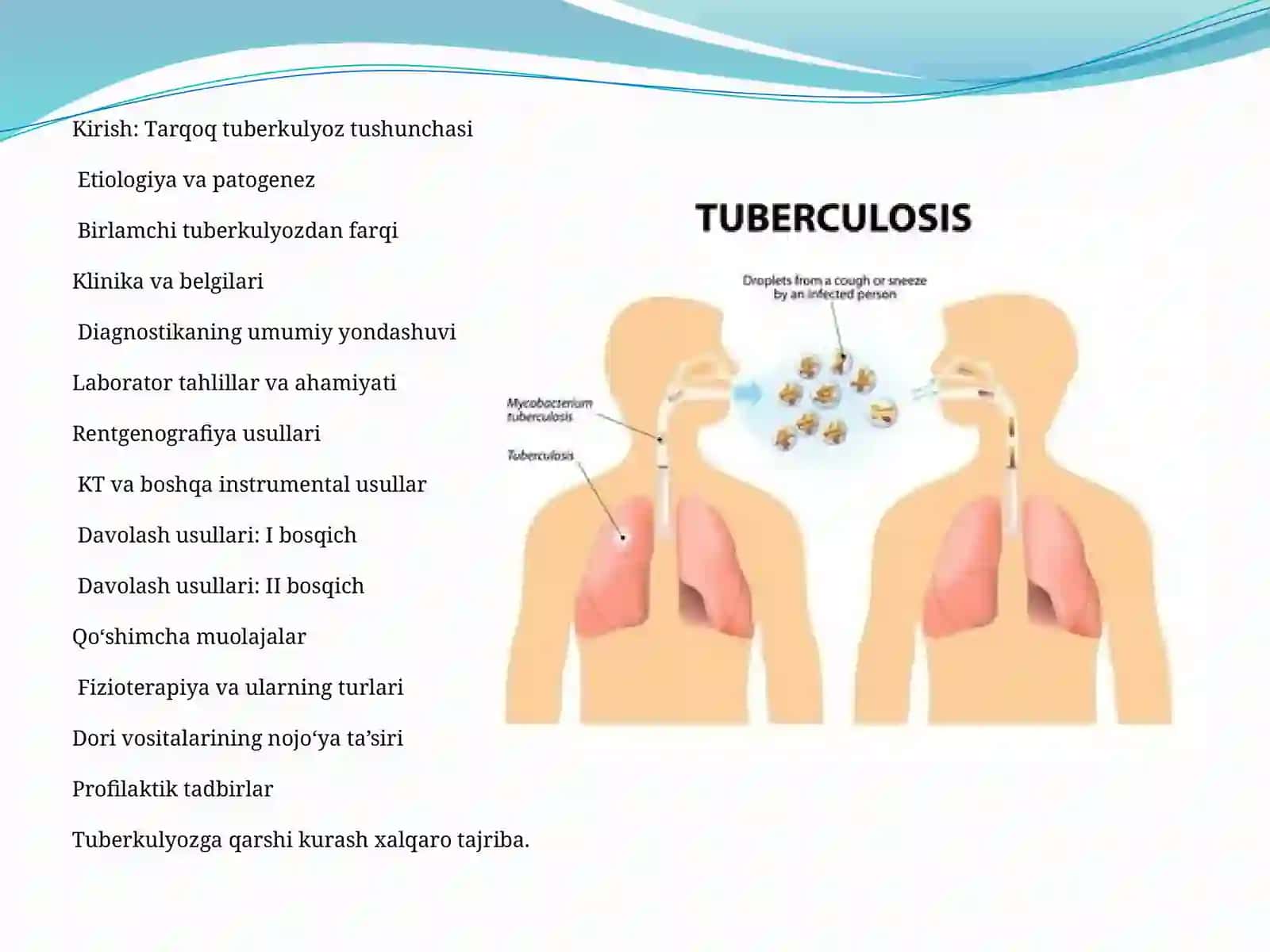 O'pkaning tarqoq tuberkulyozi. Tushuncha va birlamchi tuberkulyozdan farqi. Diagnostikasi va davolash 2